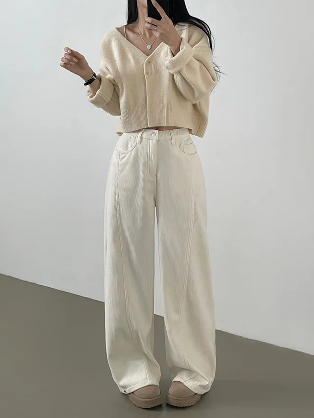 [한파대비/3기장~2XL!] 스냅버튼 융기모 코듀로이 골덴 폴딩 와이드팬츠 4color 상세 이미지 9