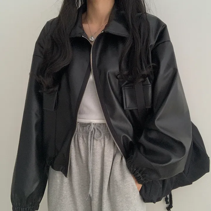 [ 봄신상 ]루즈핏 투웨이 레자 숏점퍼 상세 이미지 27